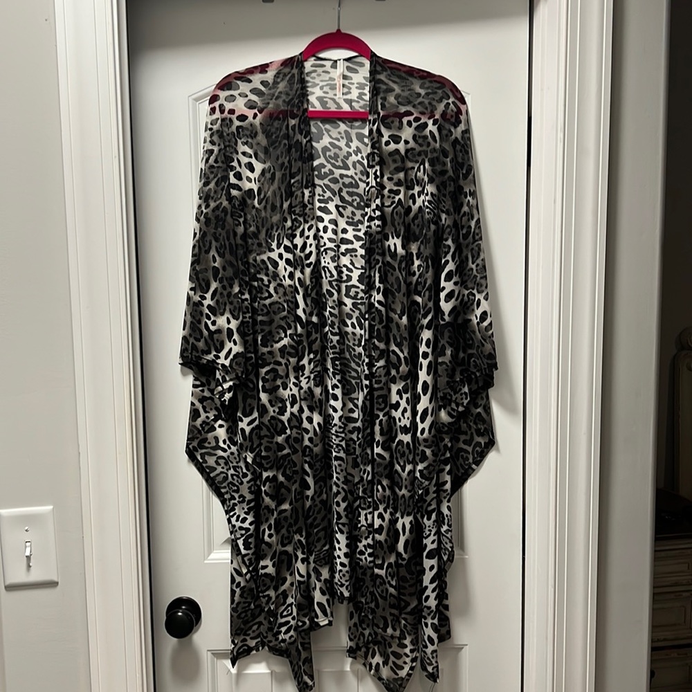 Sheer leopard print boutique kimono one size fits all
